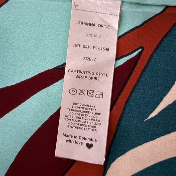 Johanna Ortiz CAPTIVATING STYLE SILK MIDI SKIRT IN RUST & TURQUOISE SZ 0 - Picture 10 of 14
